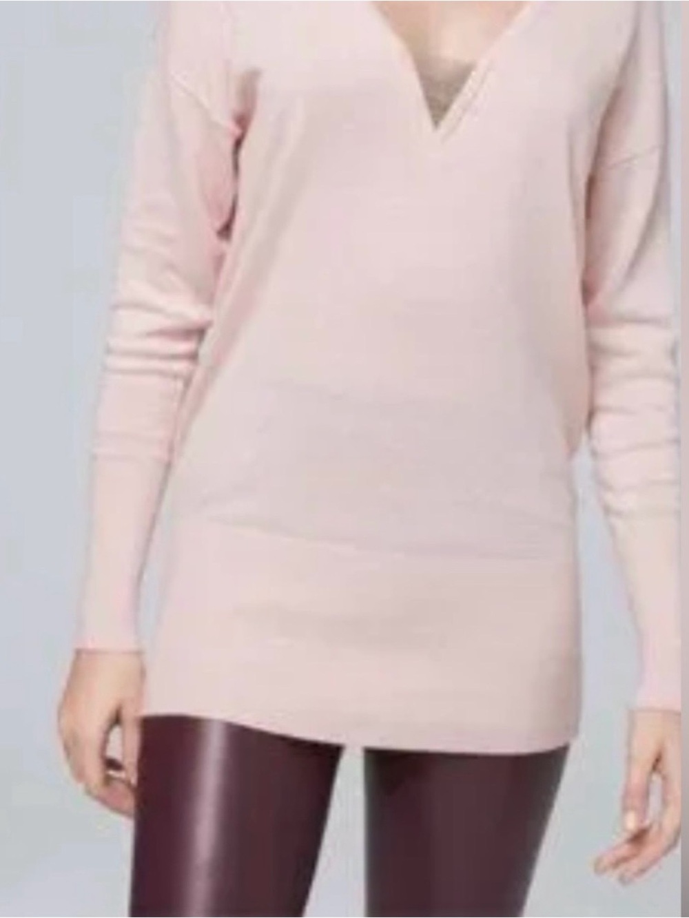 White House Black Market Rose Pink V-Neck Sweater
With Ball Chain neck detail